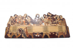 Sofisticata panoplie iconografica din lemn intarsiat | Cina cea de Taina foto