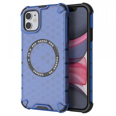 Husa MagSafe pentru Apple iPhone 11, Techsuit, HoneyComb Shield, Albastra foto