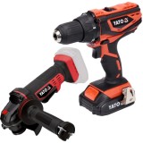 Yato YT-82780 + YT-82827 - Masina de gaurit si insurubat cu 1 acumulator Li-Ion 18 V 2 Ah 40 Nm + Polizor unghiular 125 mm