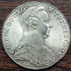 (A69) MONEDA DIN ARGINT AUSTRIA - 1 THALER 1780 SF, MARIA THERESIA, REBATERE