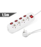 Prelungitor cu 4 prize si buton 4+1 250V 16A 3500W conductor, Delight