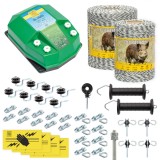 Pachet gard electric complet 1500&nbsp;m, 4,5&nbsp;Joule, pentru animale sălbatice, AgroElectro