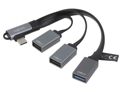 Hub USB 3x USB-A și USB-C &amp;icirc;n unghi 2.0/3.2 foto