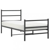 Cumpara ieftin Cadru pat metalic cu tablii de cap/picioare negru, 90x190 cm