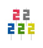 Set 5 lumanari tort model blocuri cifra 5.5 cm-Tip Cifra 2