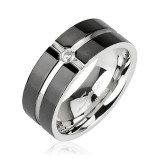 Inel din oțel inoxidabil - cruce și zirconiu &icirc;n mijloc - Marime inel: 65