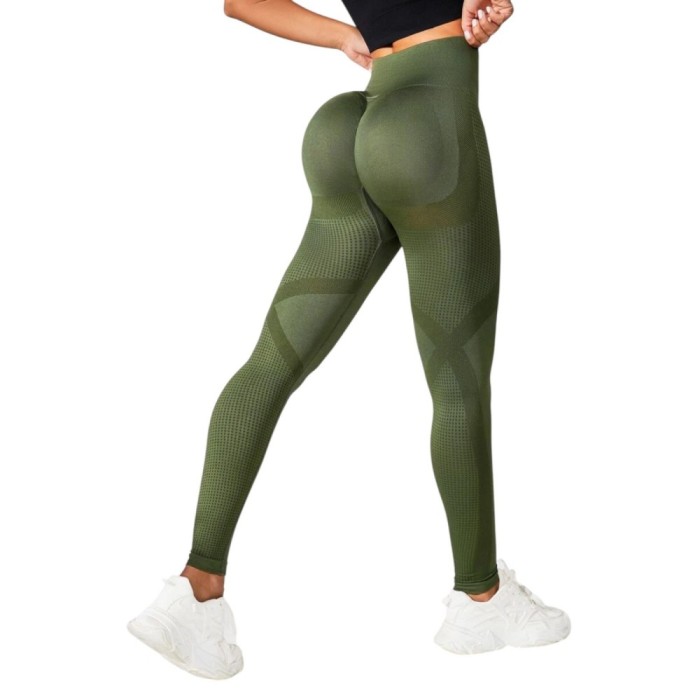 Colanti Sport Eleganti, Talie Inalta si Efect Push-Up, Verde - S