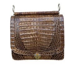 POȘETĂ VINTAGE LUCRATĂ MANUAL DIN PIELE NATURALĂ DE CROCODIL POROS