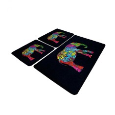 Set 3 Covorase baie Olifant, 60 x 100 cm, 2 x 50 x 60 cm, Antiderapant, Negru