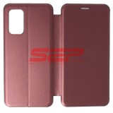 Husa Flip Xiaomi Redmi 9T Wine Red, Toc Protectie Tip Carte