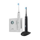 Cumpara ieftin Set 2 x Periuta de dinti electrica sonica ETA Sonetic 3707 90010, dezinfectare UV, IPX7, MicroBUBBLES, alb si negru
