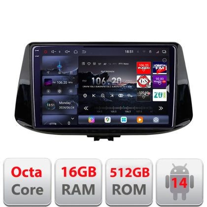 Navigatie Hyundai I30 2017- Edotec Kit-1041 8 core QLED 2K 16+512 360 Android Waze USB Navigatie Internet Youtube Radio CarStore Technology
