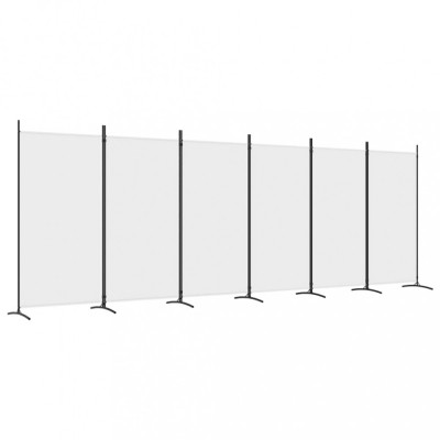 Paravan cameră cu 6 panouri, alb, 520x180 cm, textil foto