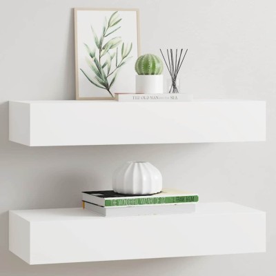 vidaXL Dulapuri de perete cu sertare 2 buc. alb, 60x23,5x10 cm MDF foto