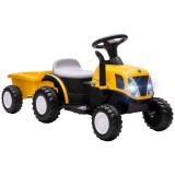 AIYAPLAY Tractor electric 2 &icirc;n 1 pentru copii 6V cu remorcă detașabilă, muzică, claxon și lumini, 1-3 ani, galben | Aosom Romania