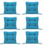 Set Perne decorative pentru scaun de bucatarie sau terasa, dimensiuni 40x40cm, culoare Albastru, 6 buc/set, Palmonix