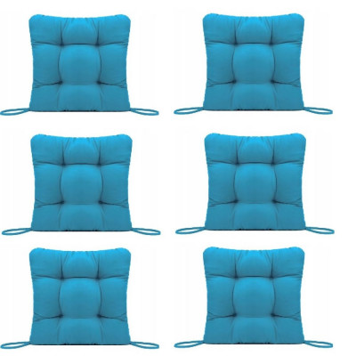 Set Perne decorative pentru scaun de bucatarie sau terasa, dimensiuni 40x40cm, culoare Albastru, 6 buc/set foto