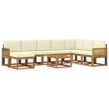 vidaXL Set de canapele de exterior cu pernă 9 pcs Natural și Crem 3385476