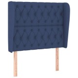 Cumpara ieftin Tablie de pat cu aripioare, albastru, 103x23x118/128 cm, textil