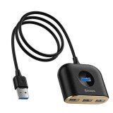 HUB extern Baseus Square, porturi USB: USB 3.0 x 1 + USB 2.0 x 3, conectare prin USB 3.0, lungime 1 m, negru, &amp;quot;CAHUB-AY01&amp;quot; (timbru verde 0.8