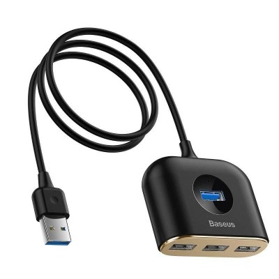 HUB extern Baseus Square, porturi USB: USB 3.0 x 1 + USB 2.0 x 3, conectare prin USB 3.0, lungime 1 m, negru, &amp;quot;CAHUB-AY01&amp;quot; (timbru verde 0.8 lei) - 69 foto