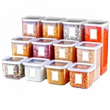 Set 12 Cutii alimente, Alb Transparent, 1 capac de rezerva, 24 etichete adezive