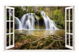 Sticker decorativ, Fereastra 3D, Cascada, 85 cm, 265STK, natura si peisaje