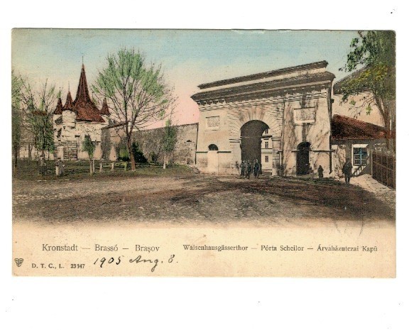 Brasov 1905 - Poarta Scheilor, ilustrata litho, circulata