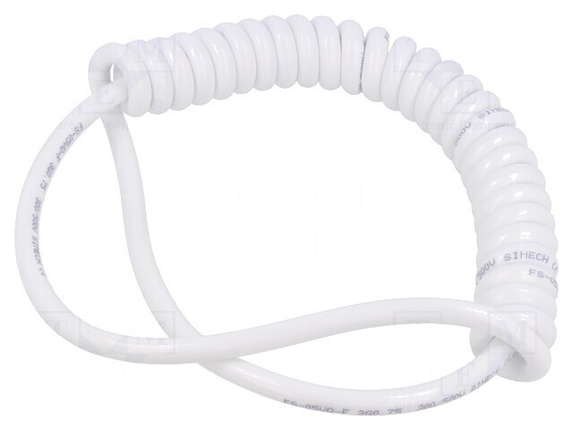 Cablu spiralat neecranat PUR alb 3G1mm2 0,2m-0,7m