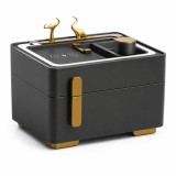 Noptieră Inteligentă cu &Icirc;ncărcare Wireless și Iluminare LED, Negru-Auriu