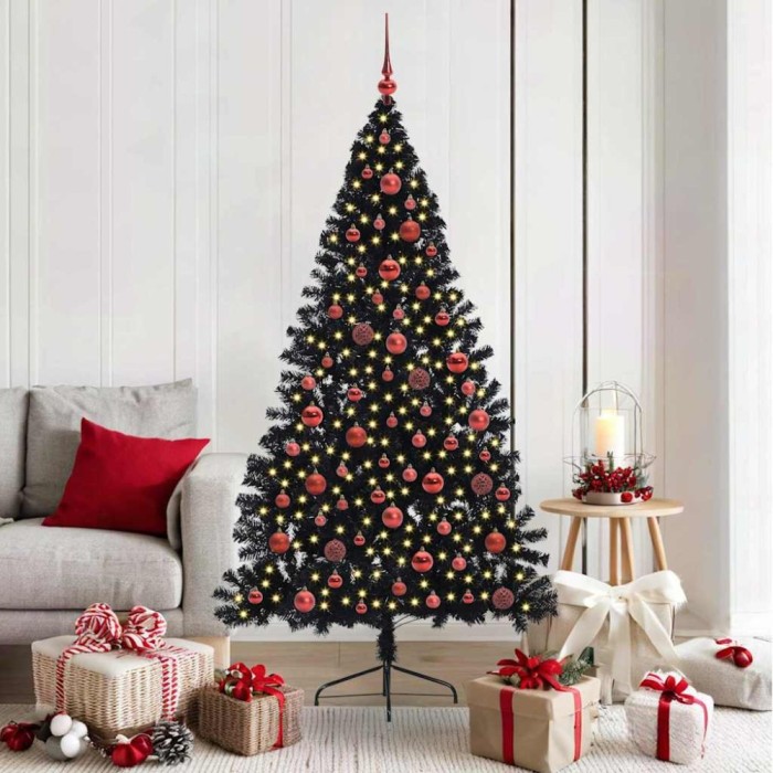 vidaXL Pom de Crăciun artificial pre-iluminat Negru 180 cm PVC 3397141