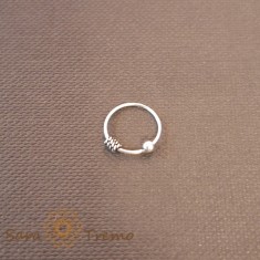 Piercing nas unisex cu 2 decoratiuni, argint 925 - diametru 1 cm