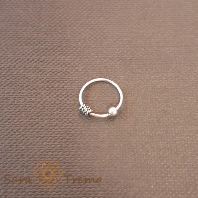 Piercing nas unisex cu 2 decoratiuni, argint 925 - diametru 1 cm foto