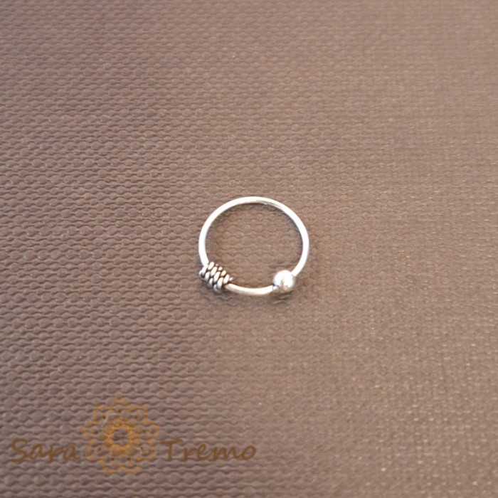 Piercing nas unisex cu 2 decoratiuni, argint 925 - diametru 1 cm