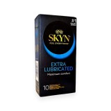 Prezervative MANIX Skyn Extra Lube, fără latex, extra-lubrifiate, subțiri și rezistente, diametru 53 mm, 10 bucăți