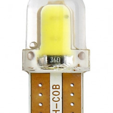 Led T10 2 COB, W5W, Silicon, 12V, Pentru Pozitie, Plafoniere, Portbagaj, Lumina Alb 6000K KRU111