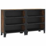 Cumpara ieftin Dulapuri de depozitare 2 buc. maro rustic 72x36x82 cm metal/MDF