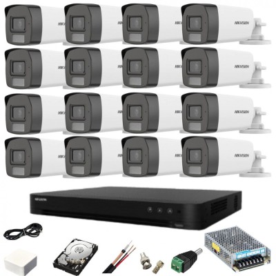 Sistem supraveghere 16 camere Hikvision 5MP Dual Light IR 40m WL 40m DVR 8MP cu accesorii HDD 4TB SafetyGuard Surveillance foto