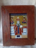 Sf&acirc;ntul Ierarh Nicolae, icoană rom&acirc;nească pe sticlă, 26 x 21 cm