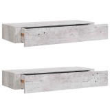 Cumpara ieftin Dulapuri de perete cu sertar 2 buc. gri beton 60x23,5x10 cm MDF