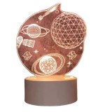 Lampa de veghe CSD 3D, incarcare USB, 5V, Planete si stele cazatoare, lumina calda, 9.5x9.5x17.5 cm