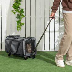 PawHut Geanta de transport 4 in 1 cu roti pentru pisici, caini de talie mica, troller pentru animale de companie, rucsac, geanta de transport pentru a