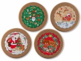 Set 4 suporturi vase fierbinti Craciun pluta ceramica multicolora &Oslash; 15,5 cm