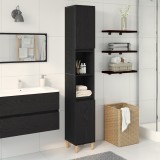 vidaXL Dulap de baie, stejar negru, 30x30x190 cm, lemn prelucrat