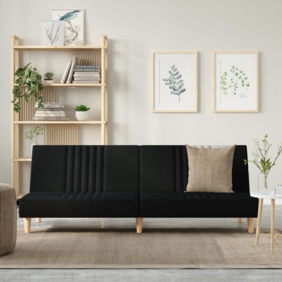 vidaXL Canapea extensibilă, negru, material textil foto