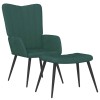 VidaXL Scaun de relaxare cu taburet, verde &icirc;nchis, catifea
