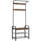 VASAGLE Cuier pentru haine, cu banc depozitare pantofi, 9 carlige detasabile, sina pentru haine, 34x77x183cm, industrial, maro rustic si negru Househo