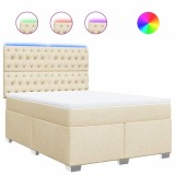 Cumpara ieftin Pat continental cu saltea, crem, 140x200 cm, material textil