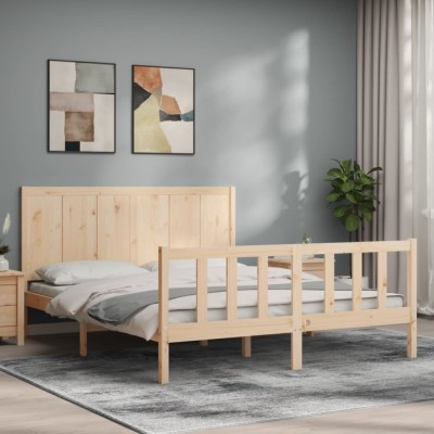 vidaXL Cadru de pat cu tăblie, king size, lemn masiv 3192626 foto