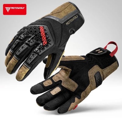 Manusi moto din microfibră antiderapantă și protecție avansată, Motowolf, Confort și control excelent, compatibile cu ecranele telefoanelor, protectii foto